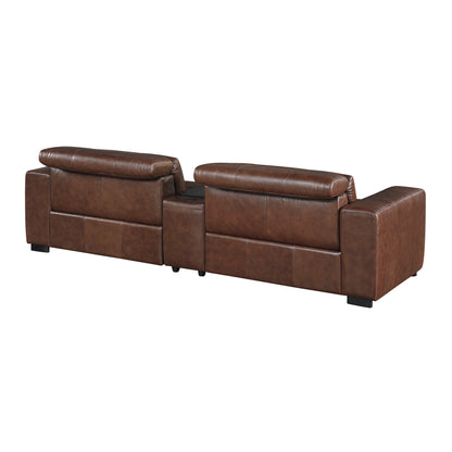 9790BRW-2CNPWH* (3)Power Double Reclining Love Seat with Center Console, Power Headrest and Charging Ports - 9790BRW-2CNPWH*
