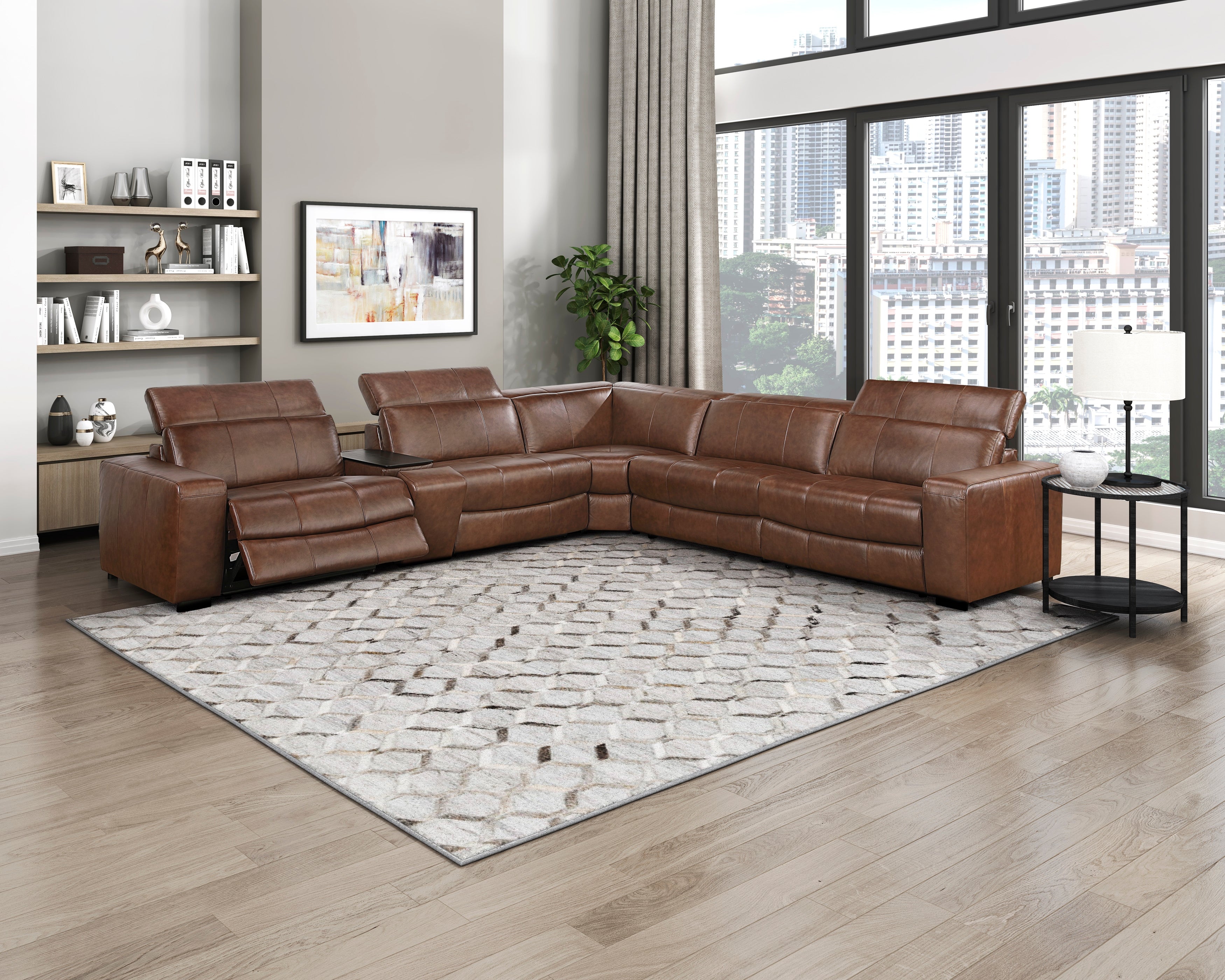 9790BRW*6LRRRPWH (6)6-Piece Modular Power Reclining Sectional with Power Headrests and Charging Ports - 9790BRW*6LRRRPWH