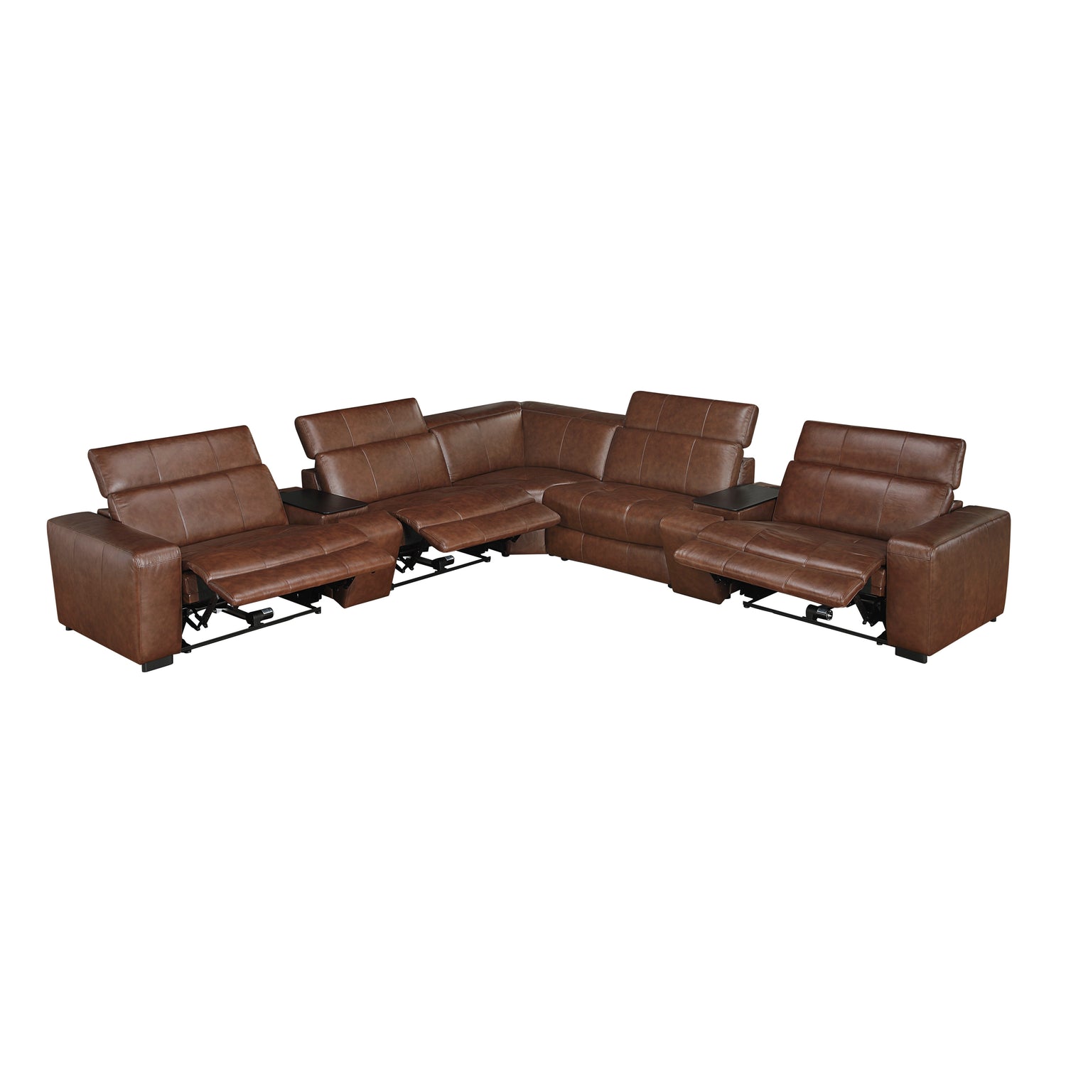 9790BRW*7LRRRPWH (7)7-Piece Modular Power Reclining Sectional with Power Headrests and Charging Ports - 9790BRW*7LRRRPWH