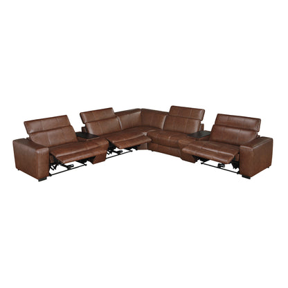 9790BRW*7LRRRPWH (7)7-Piece Modular Power Reclining Sectional with Power Headrests and Charging Ports - 9790BRW*7LRRRPWH