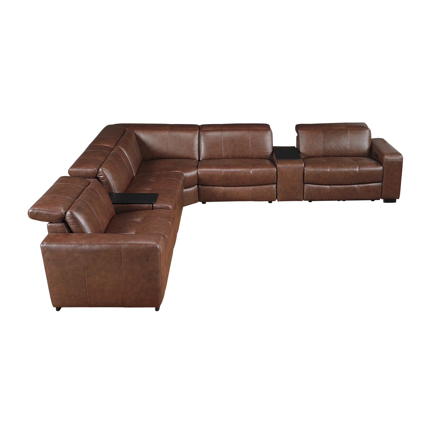 9790BRW*7LRRRPWH (7)7-Piece Modular Power Reclining Sectional with Power Headrests and Charging Ports - 9790BRW*7LRRRPWH