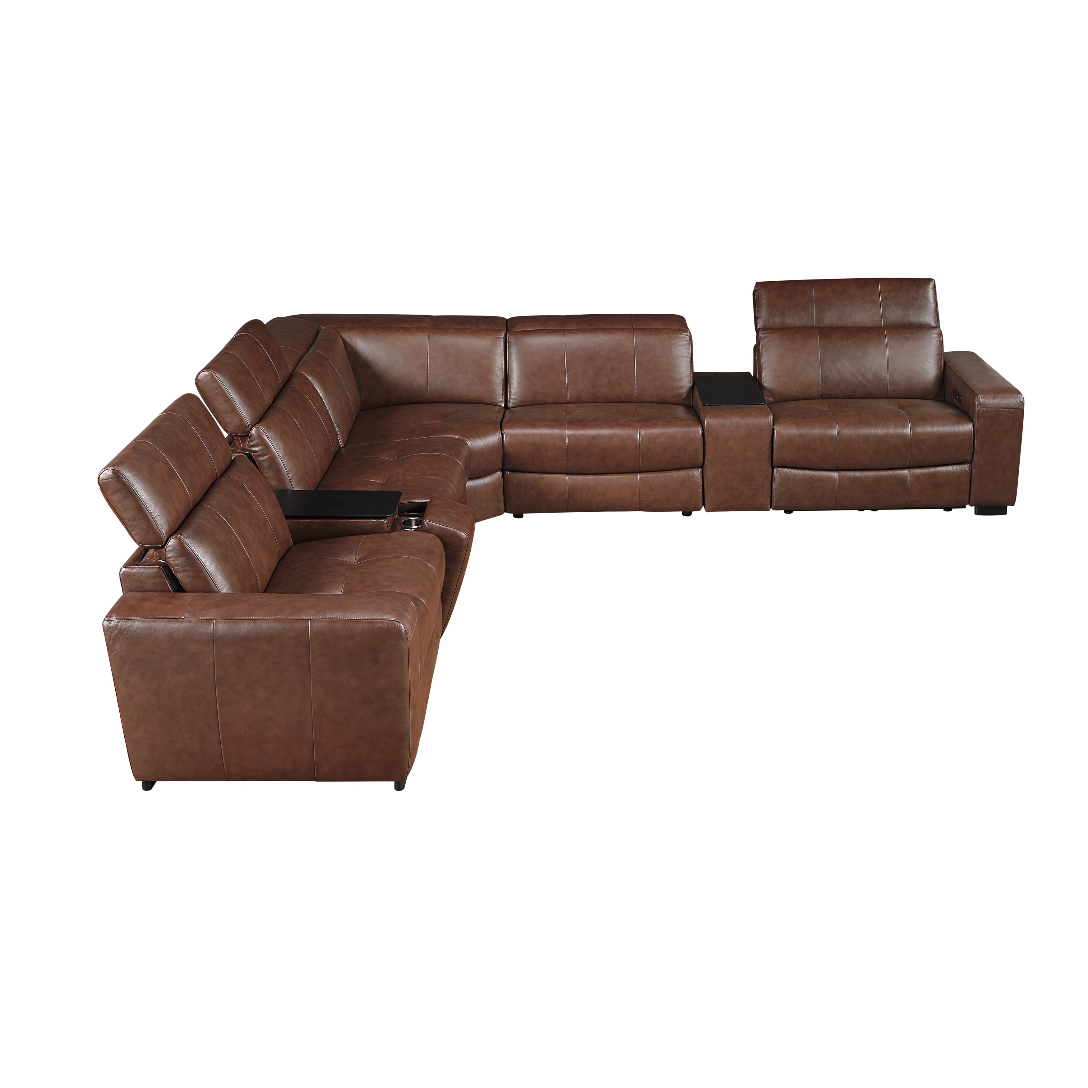 9790BRW*7LRRRPWH (7)7-Piece Modular Power Reclining Sectional with Power Headrests and Charging Ports - 9790BRW*7LRRRPWH