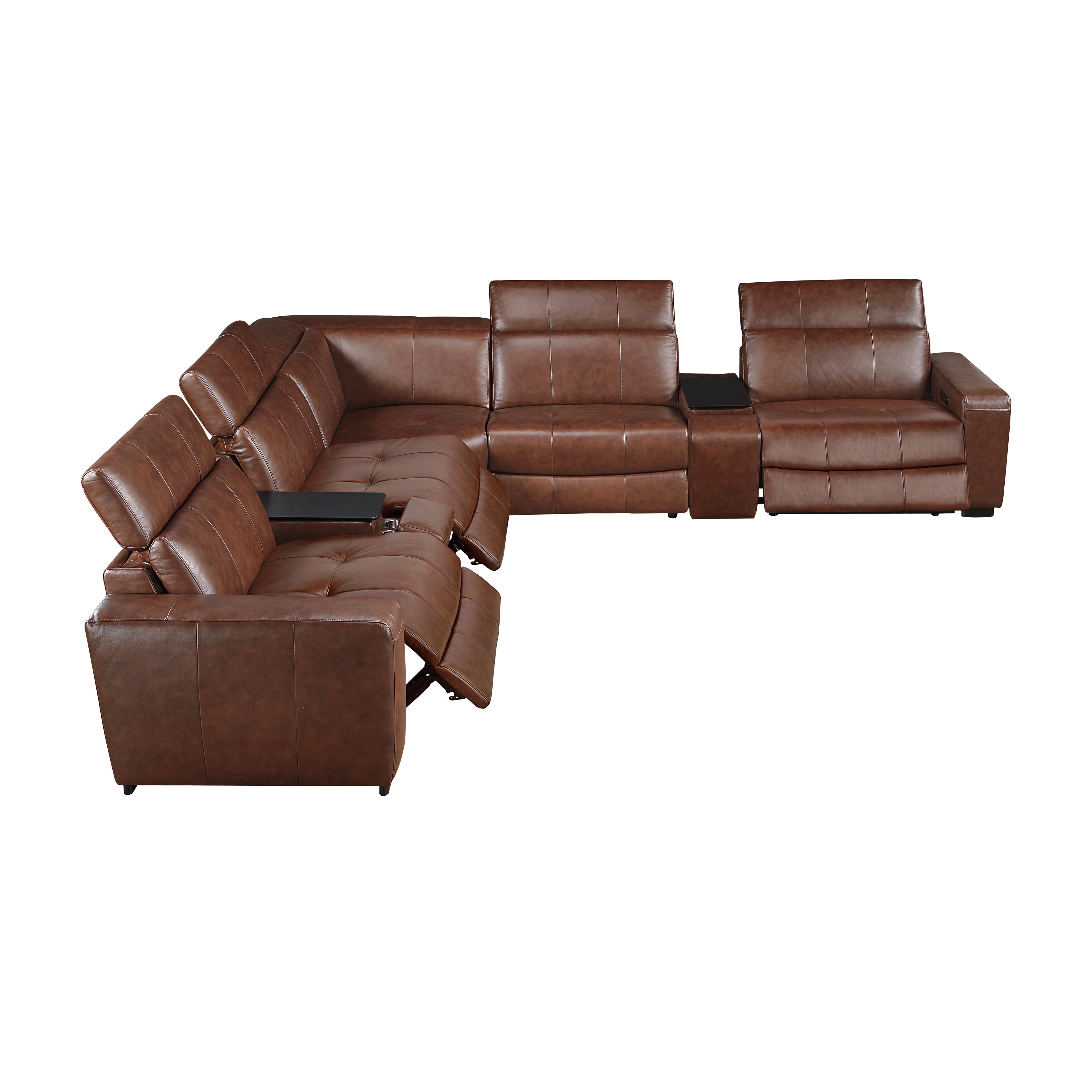 9790BRW*7LRRRPWH (7)7-Piece Modular Power Reclining Sectional with Power Headrests and Charging Ports - 9790BRW*7LRRRPWH