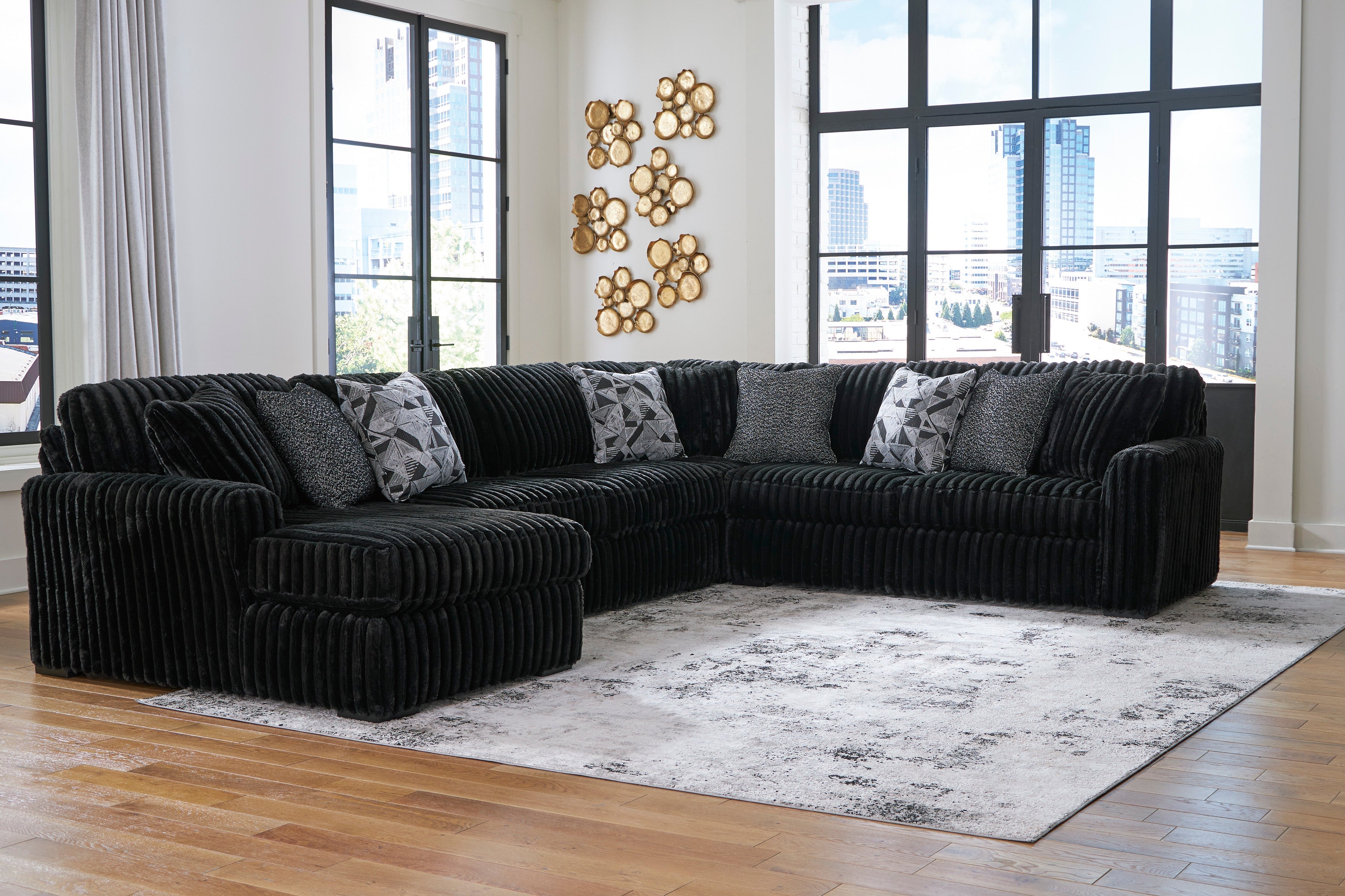 Midnight-Madness Onyx 4-Piece LAF Chaise Sectional from Ashley - Luna Furniture