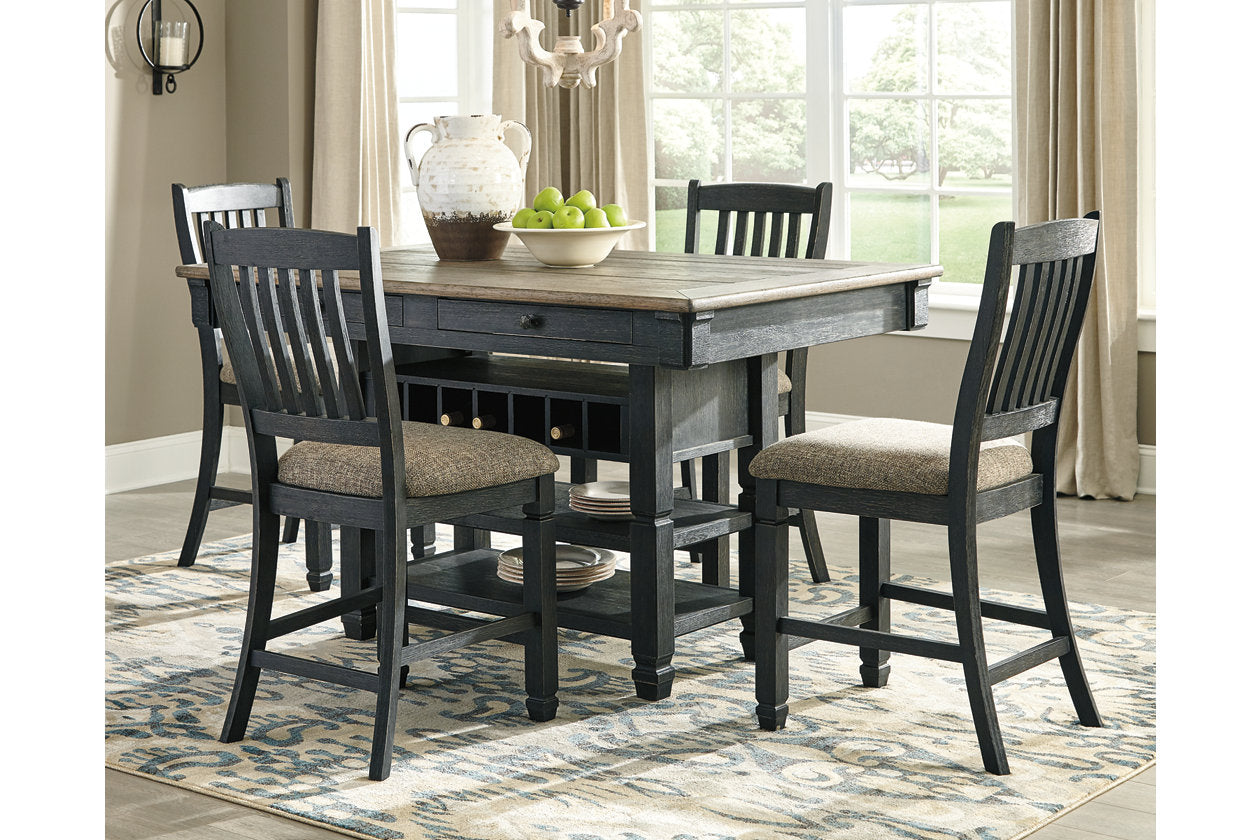 Tyler Creek Black/Gray Counter Height Dining Table with 4 Barstools from Ashley - Luna Furniture