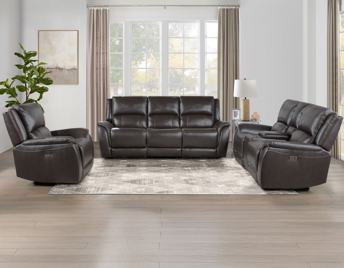 Alexandria Chocolate 3-Piece Top-Grain Leather Power Reclining Living Room Set