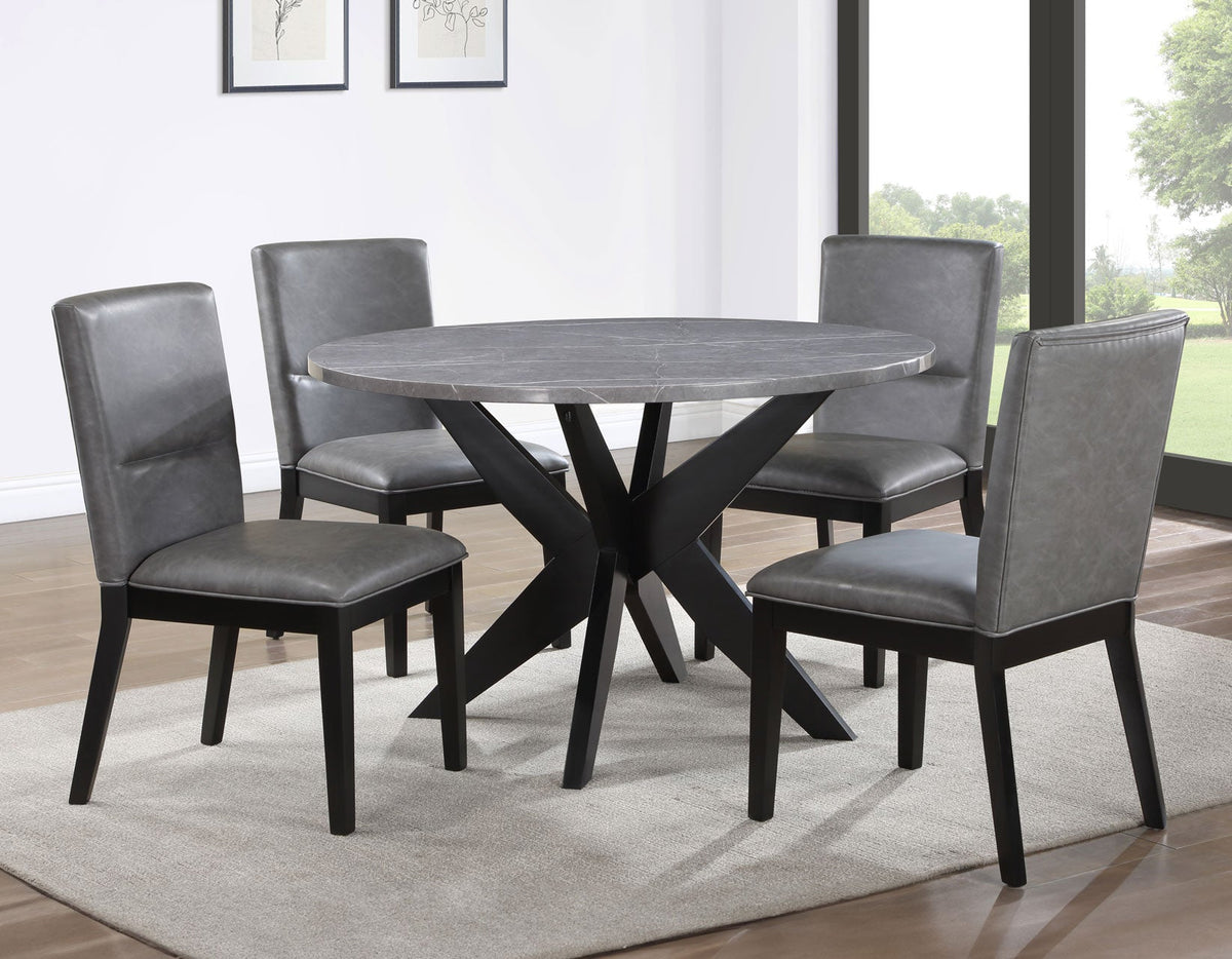 Amy Black/Gray Round Dining Room Set