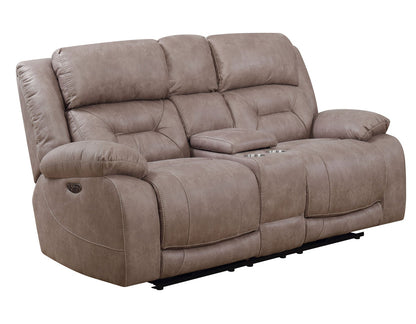 Aria Desert Sand Dual-Power Reclining Console Loveseat