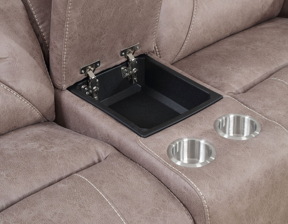 Aria Desert Sand Dual-Power Reclining Console Loveseat