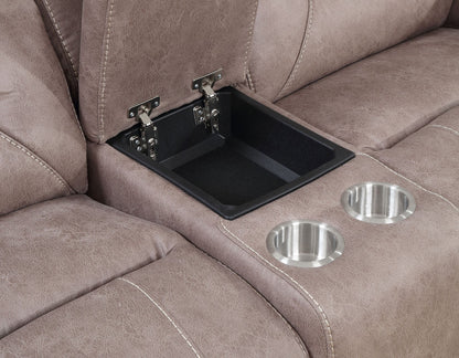 Aria Desert Sand Dual-Power Reclining Console Loveseat