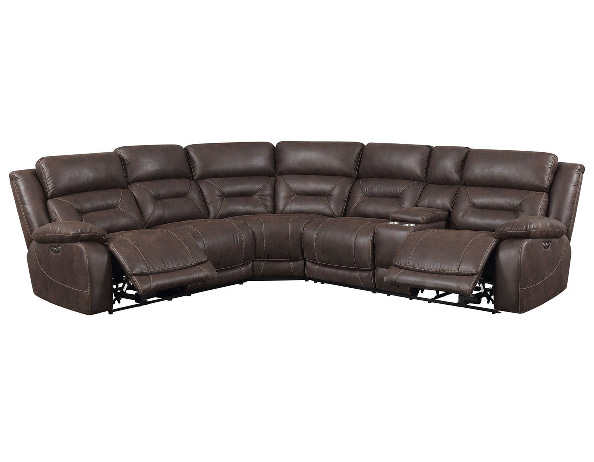 Aria Saddle Brown 3-Piece Dual-Power Reclining Sectional
