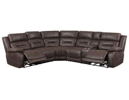 Aria Saddle Brown 3-Piece Dual-Power Reclining Sectional