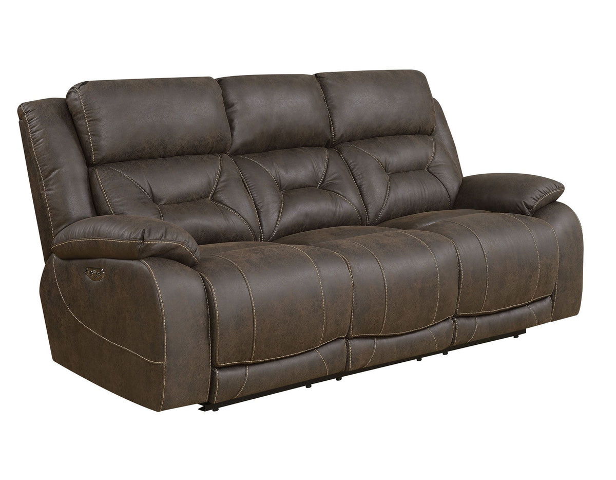 Aria Saddle Brown Dual-Power Reclining Sofa