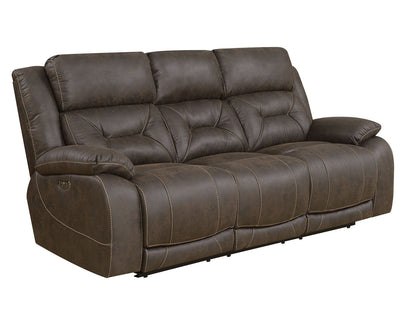 Aria Saddle Brown Dual-Power Reclining Sofa