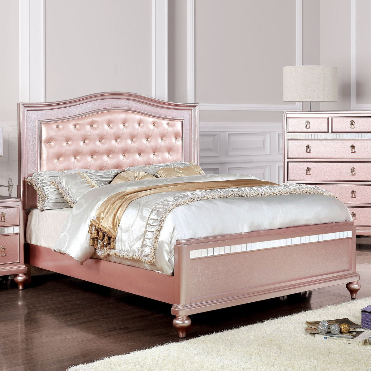 Ariston Rose Gold Contemporary Bedroom Set
