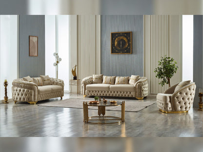 Arizona 3-pieces (Sofa &amp; Loveseat &amp; Chair) Livingroom Set in Beige