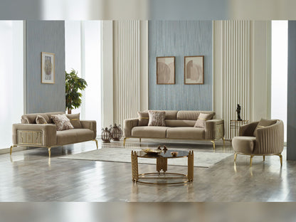 Armoni 3-pieces (Sofa &amp; Loveseat &amp; Chair) Livingroom Set in Beige