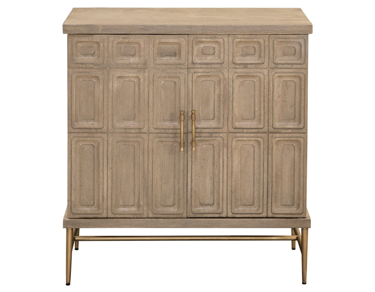 Arun Driftwood Solid Wood 2-Door Accent Cabinet