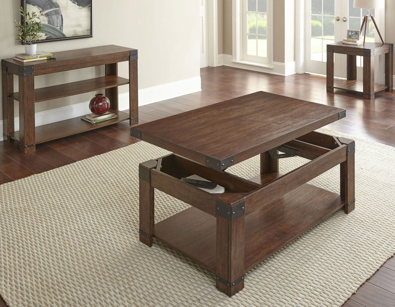 Arusha 3-Piece Lift-Top Set(Lift-Top Cocktail &amp; 2 End Tables)