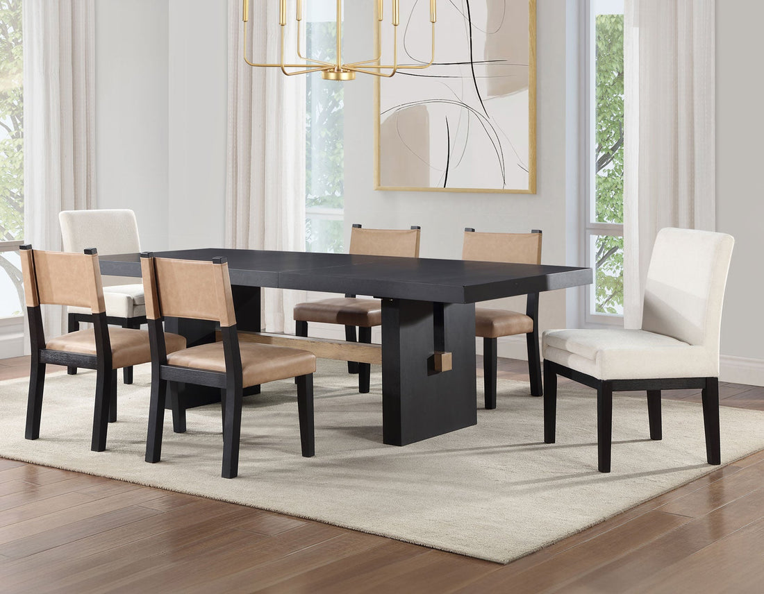 Aubrey Black 7-Piece  78-96″ Dining Set