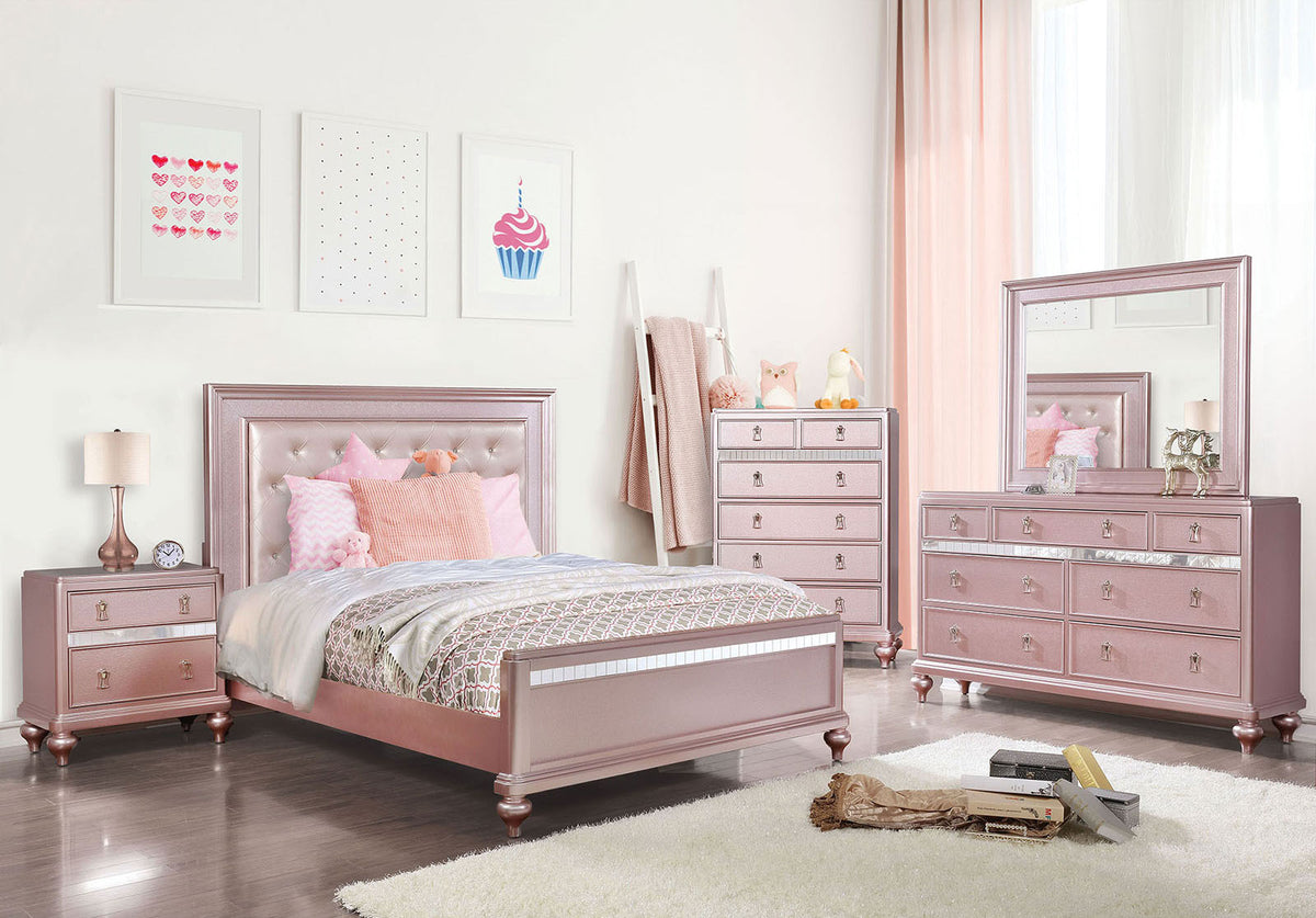 Avior Rose Gold Contemporary Bedroom Set