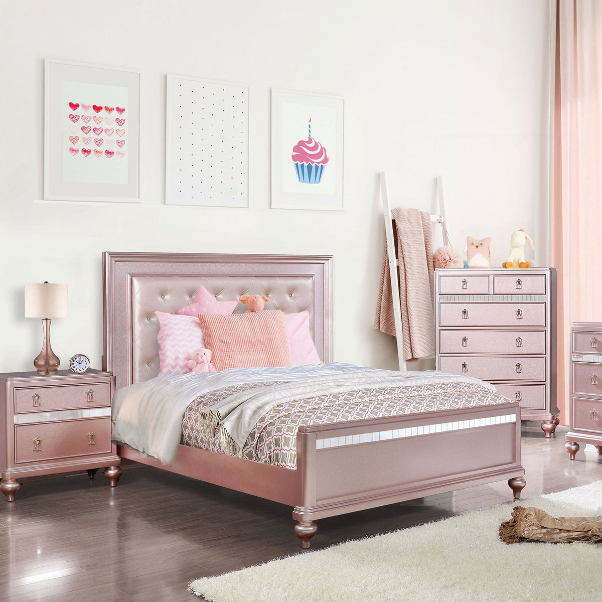 Avior Rose Gold Contemporary Bedroom Set