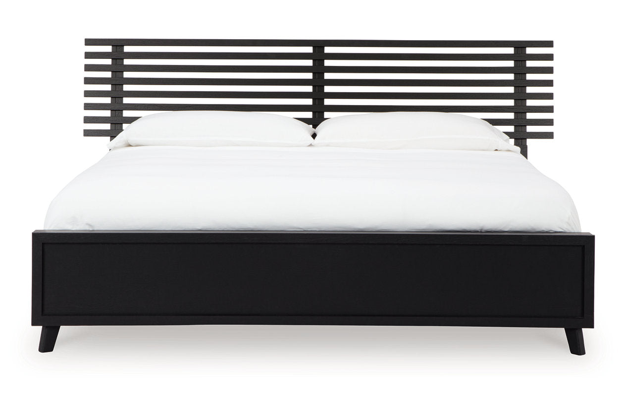 Danziar Black King Slat Platform Bed -  Ashley - Luna Furniture