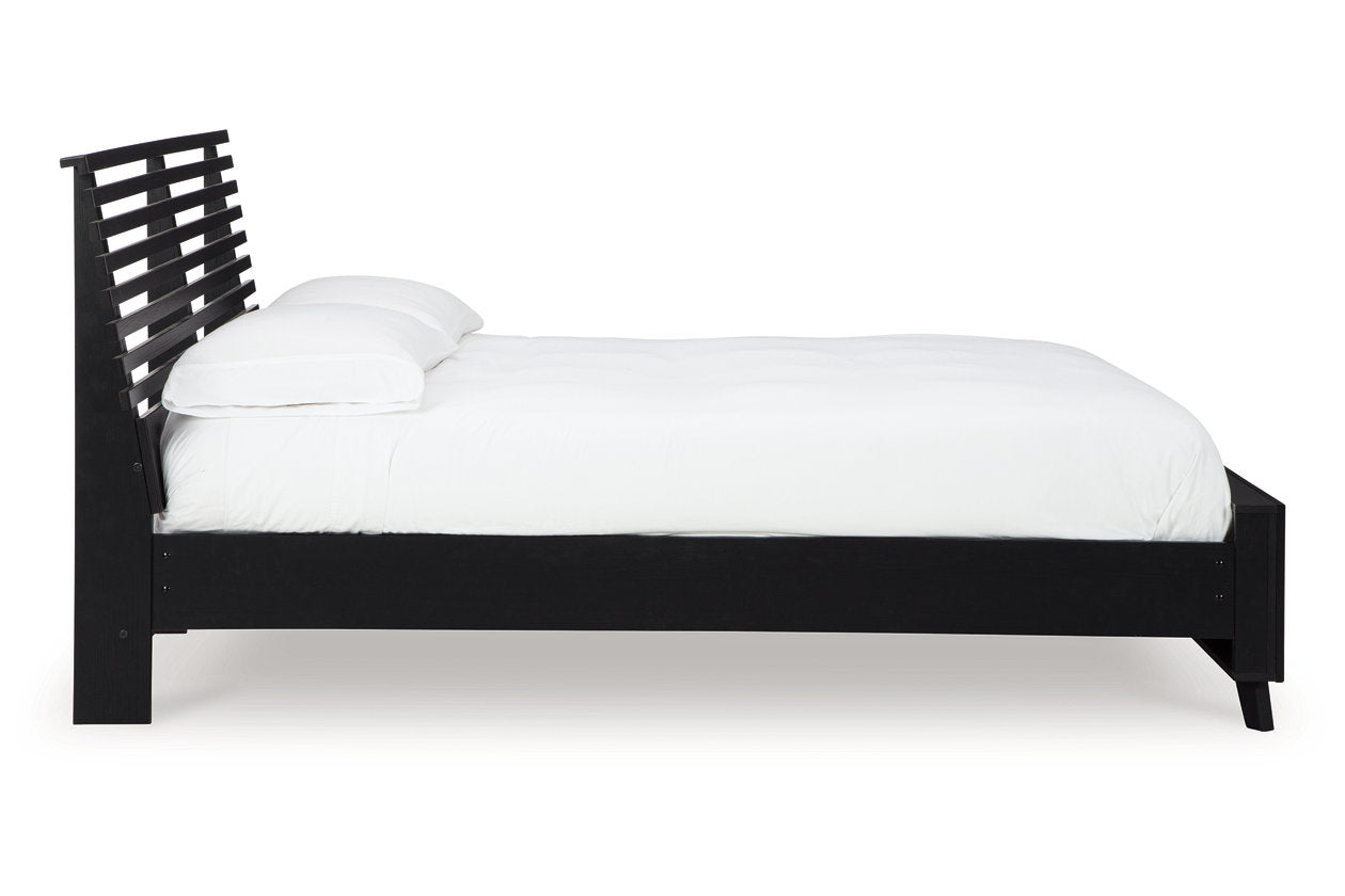 Danziar Black King Slat Platform Bed -  Ashley - Luna Furniture