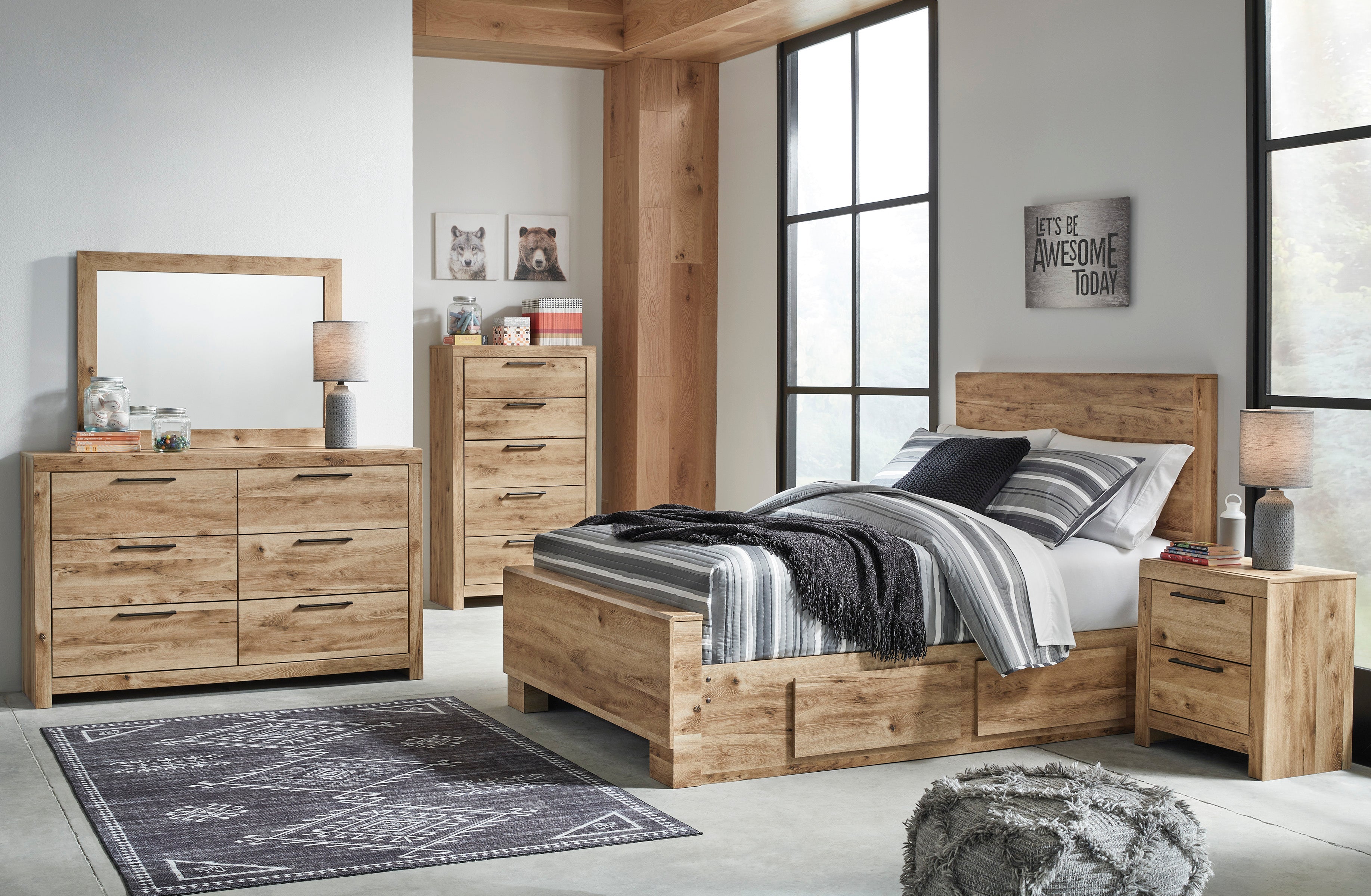 Hyanna Tan Brown Two Side Storage Panel Bedroom Set from Ashley - Luna Furniture