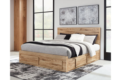 Hyanna Tan Brown Queen Platform Storage Bed with 1 Under Bed Storage Drawer -  Ashley - Luna Furniture