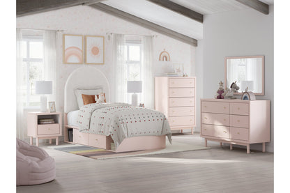 Wistenpine Blush Upholstered Youth One Side Storage Panel Bedroom Set from Ashley - Luna Furniture