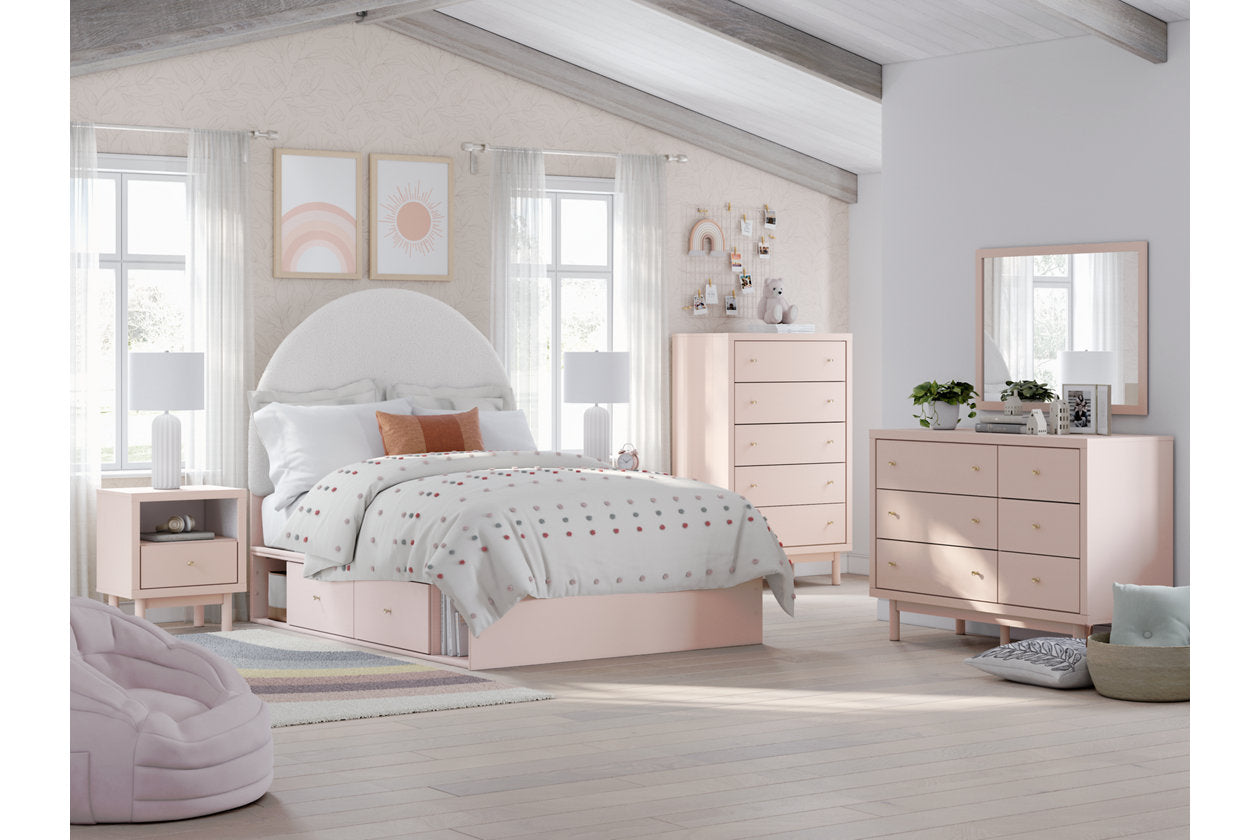 Wistenpine Blush Upholstered Youth Two Side Storage Panel Bedroom Set from Ashley - Luna Furniture