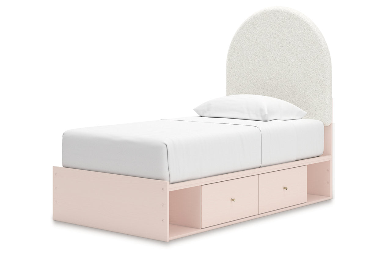 Wistenpine Blush Upholstered Youth Two Side Storage Panel Bedroom Set from Ashley - Luna Furniture