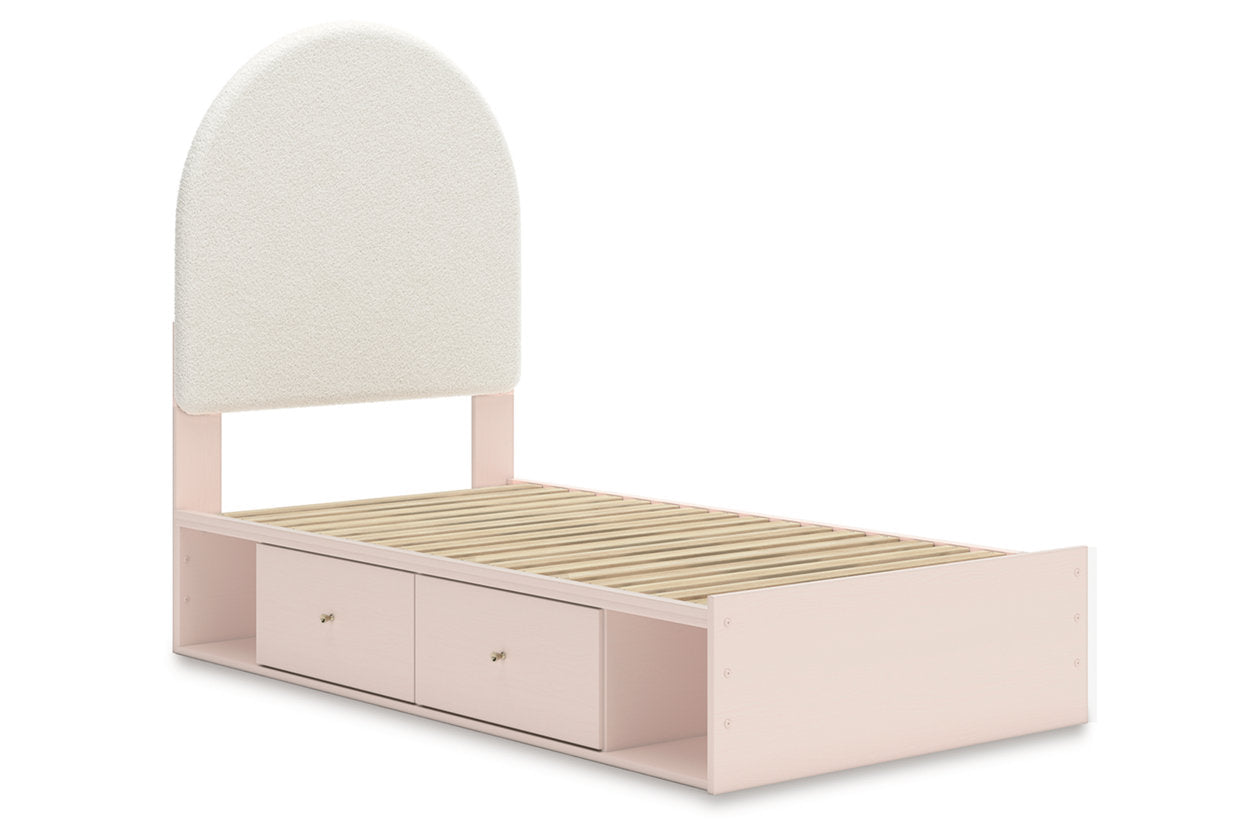Wistenpine Blush Upholstered Youth Two Side Storage Panel Bedroom Set from Ashley - Luna Furniture