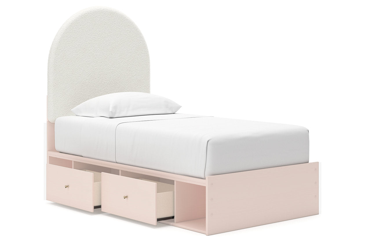 Wistenpine Blush Upholstered Youth Two Side Storage Panel Bedroom Set from Ashley - Luna Furniture