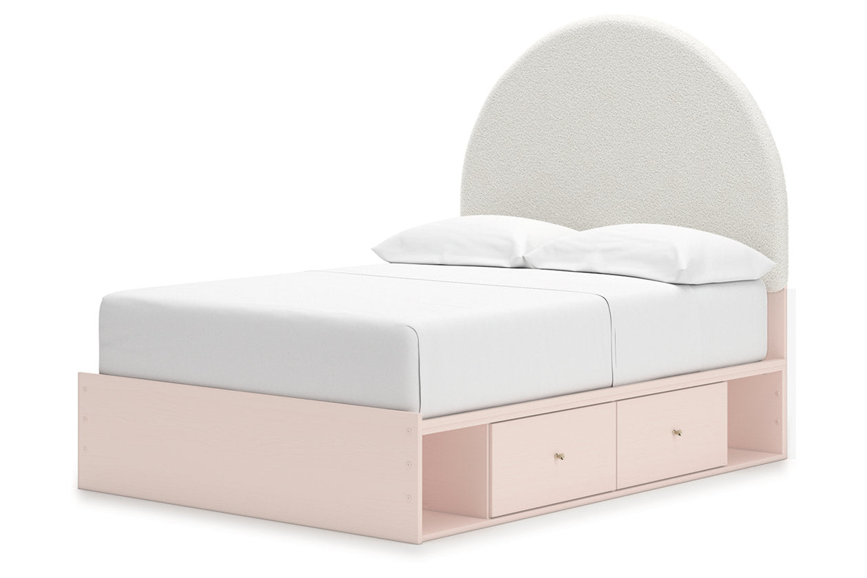 Wistenpine Blush Upholstered Youth One Side Storage Panel Bedroom Set from Ashley - Luna Furniture