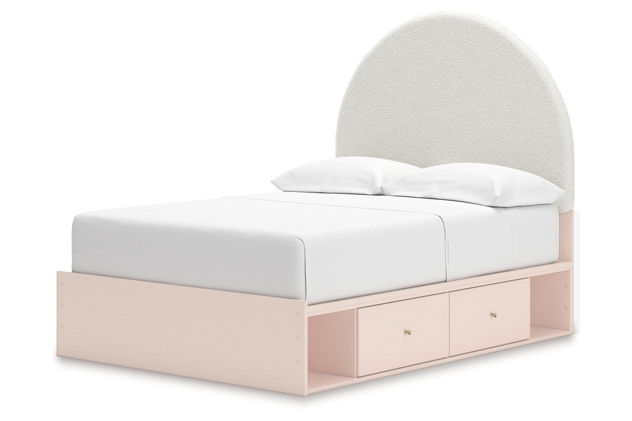 Wistenpine Blush Upholstered Youth Two Side Storage Panel Bedroom Set from Ashley - Luna Furniture