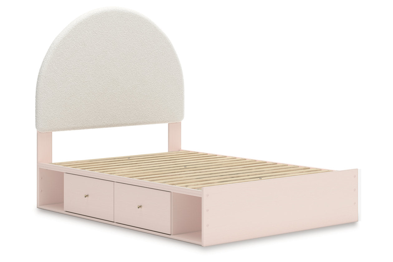Wistenpine Blush Upholstered Youth Two Side Storage Panel Bedroom Set from Ashley - Luna Furniture