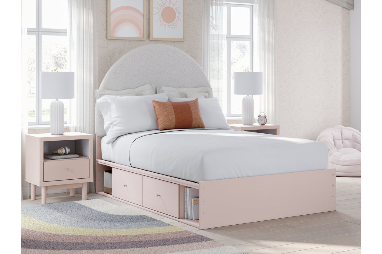Wistenpine Blush Upholstered Youth Two Side Storage Panel Bedroom Set from Ashley - Luna Furniture