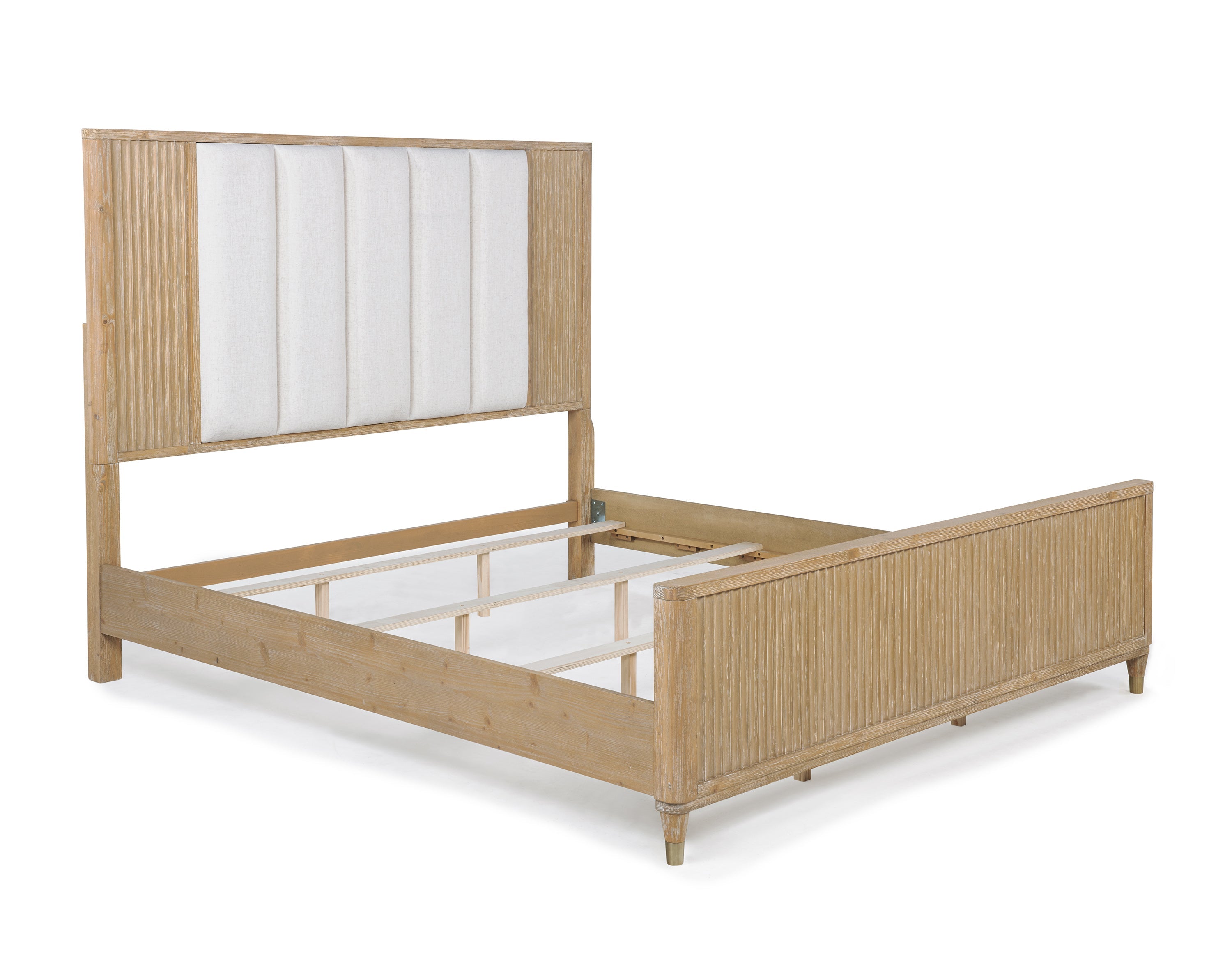 Kara Cerused Natural Upholstered Panel Bedroom Set from Crown Mark - Luna Furniture