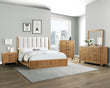 Westcott Cerused Natural Queen Upholstered Panel Bed from Crown Mark - Luna Furniture