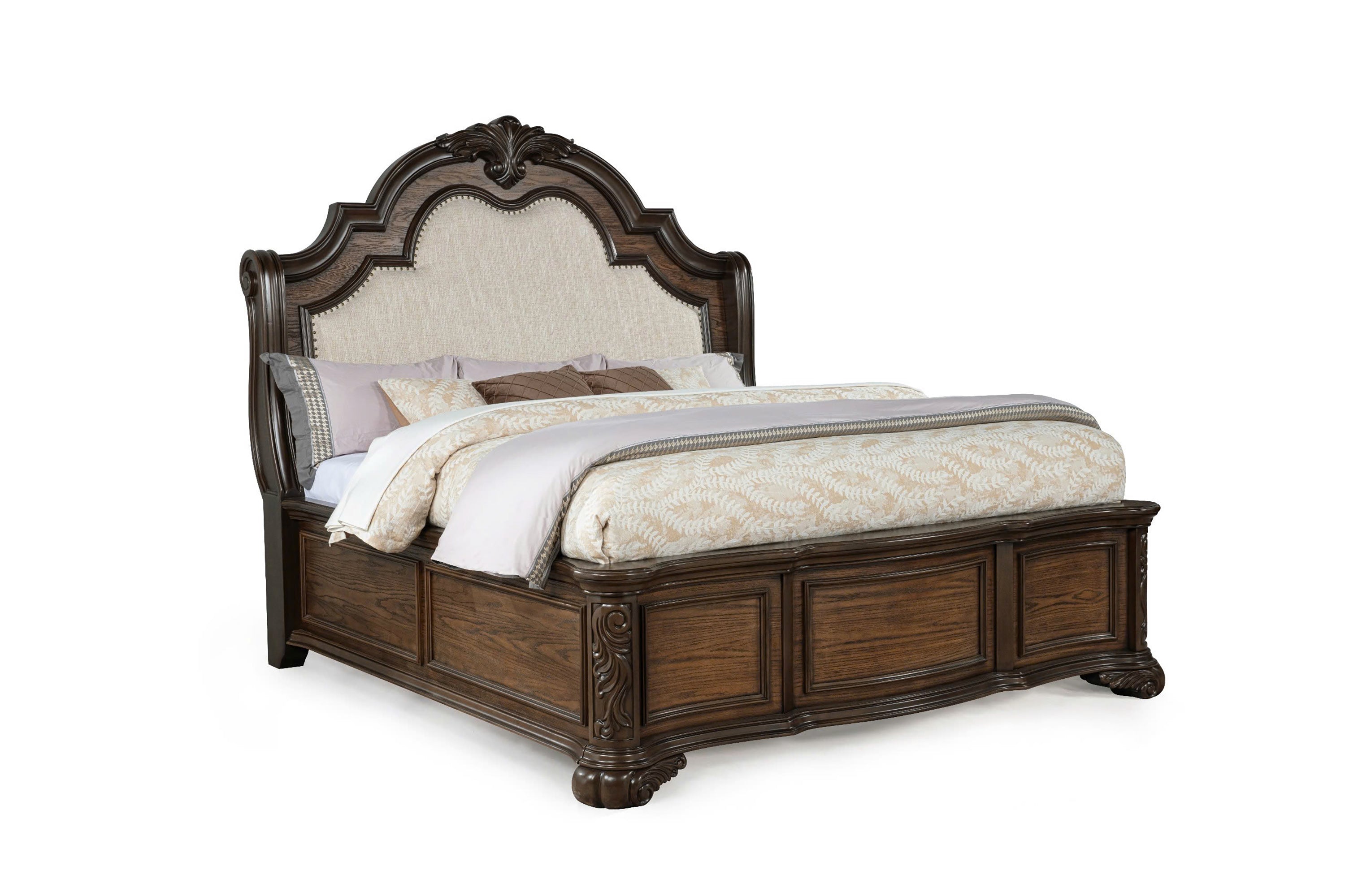 Ludwig Brown King Upholstered Panel Bed from Crown Mark - Luna Furniture