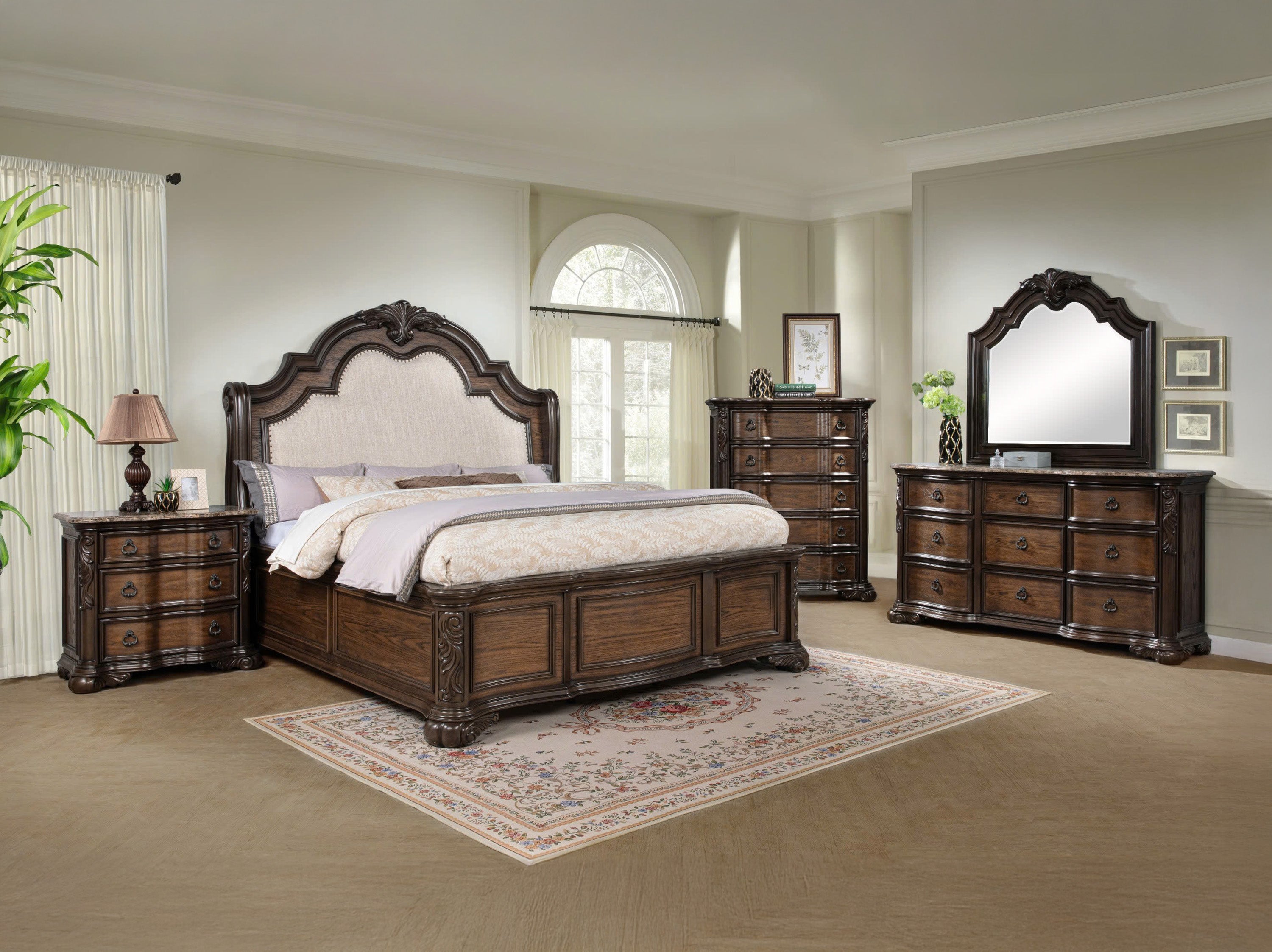 Ludwig Brown King Upholstered Panel Bed from Crown Mark - Luna Furniture
