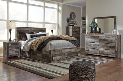 Derekson Multi Gray Double Side/Footboard Storage Platform Bedroom Set from Ashley - Luna Furniture