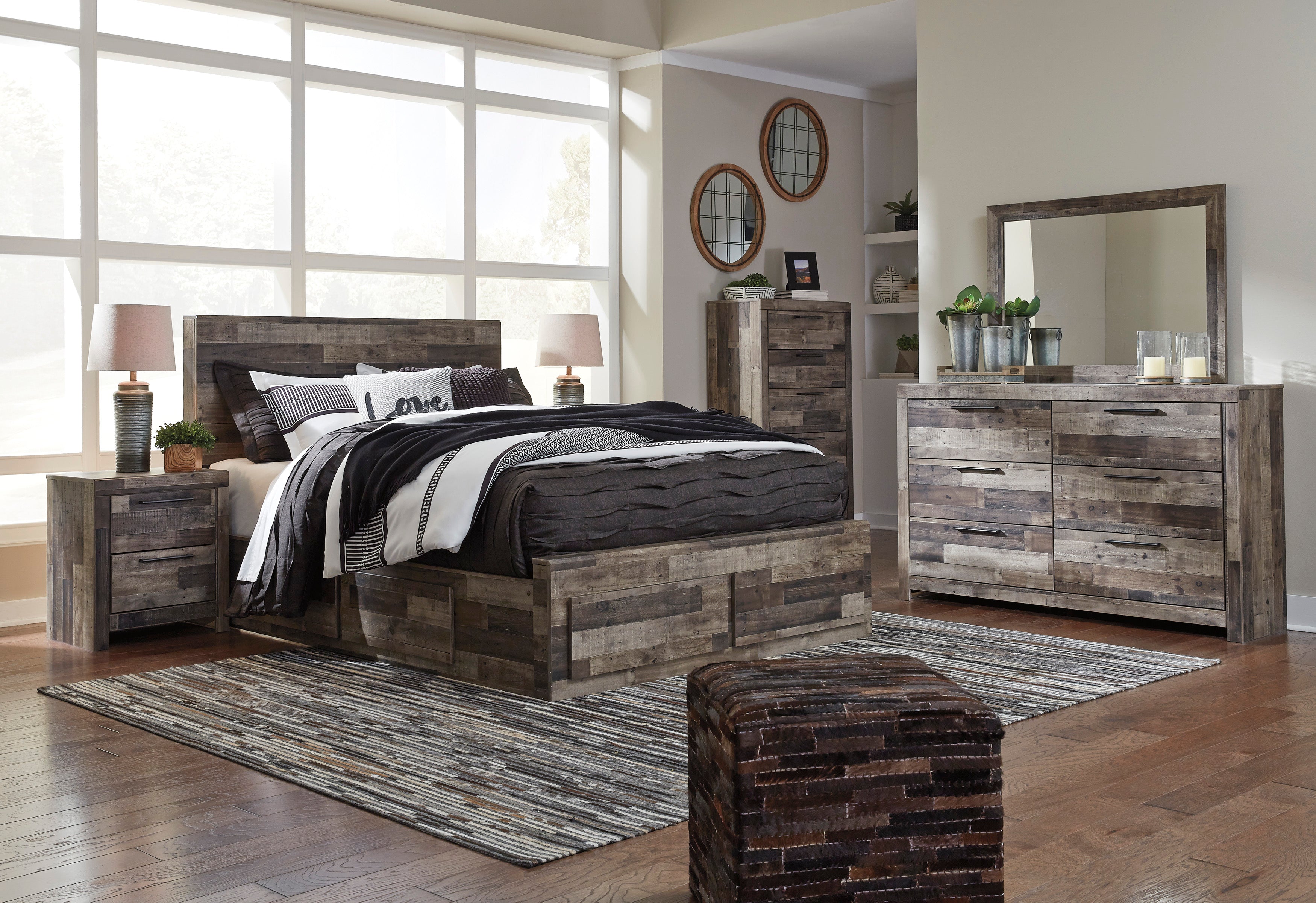 Derekson Multi Gray Side/Footboard Storage Platform Bedroom Set from Ashley - Luna Furniture