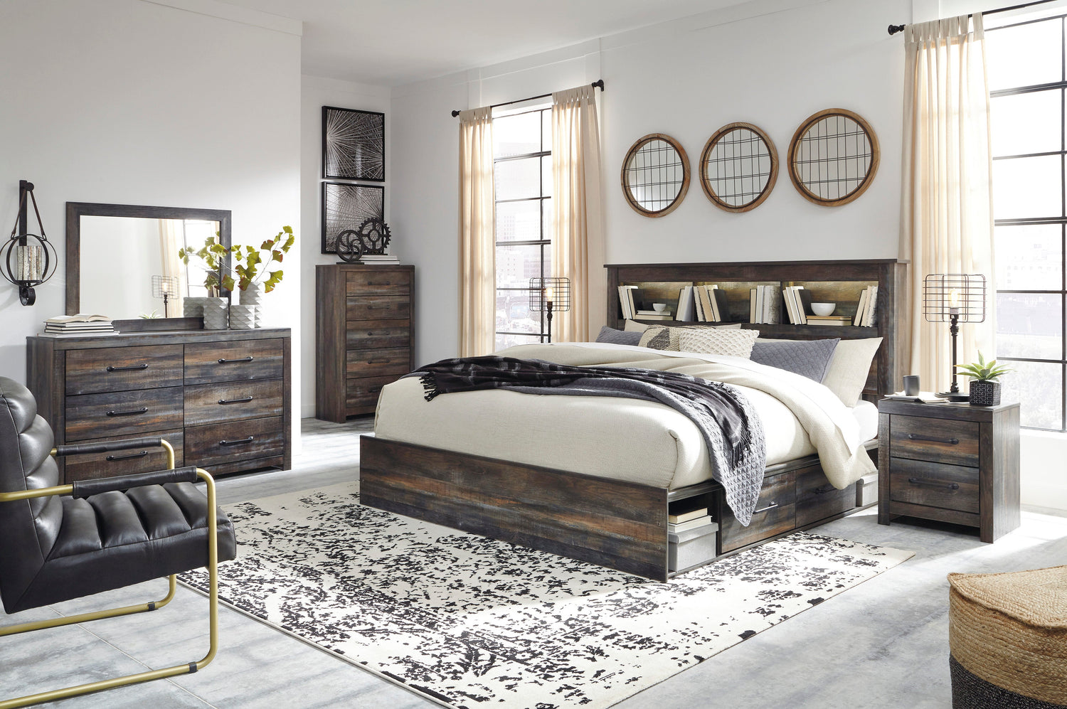 Drystan Multi Bookcase Double Side Storage Platform Bedroom Set from Ashley - Luna Furniture