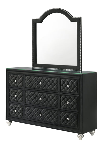 Cameo Black Upholstered Panel Bedroom Set from Crown Mark - Luna Furniture