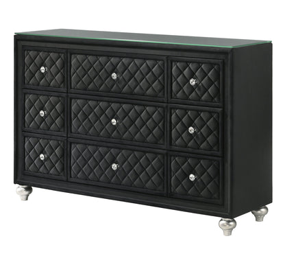 Cameo Black Upholstered Panel Bedroom Set from Crown Mark - Luna Furniture
