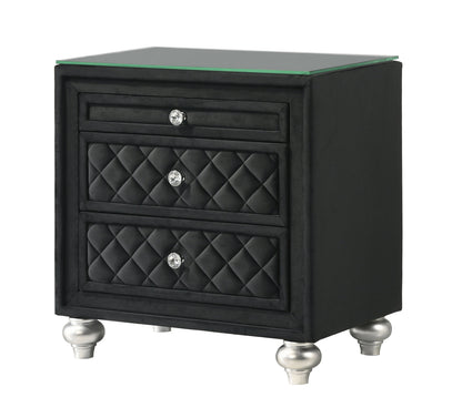 Cameo Black Upholstered Panel Bedroom Set from Crown Mark - Luna Furniture
