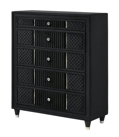 Armany Black Velvet Upholstered Bedroom Set from Crown Mark - Luna Furniture